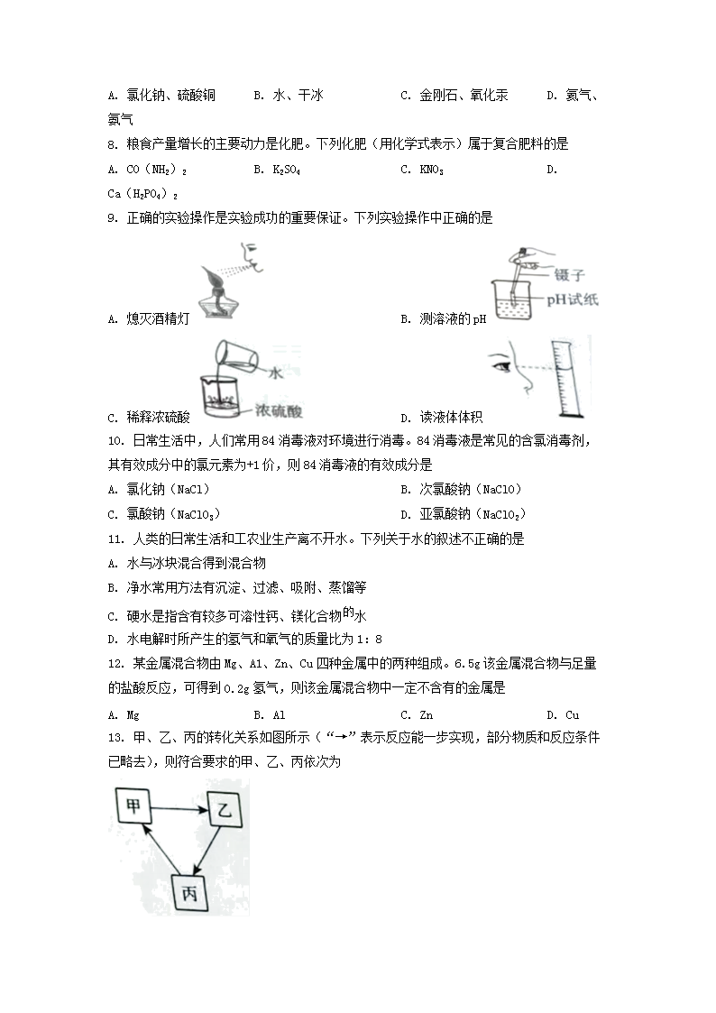 2022年河南濮阳中考化学试题及答案(Word版)
