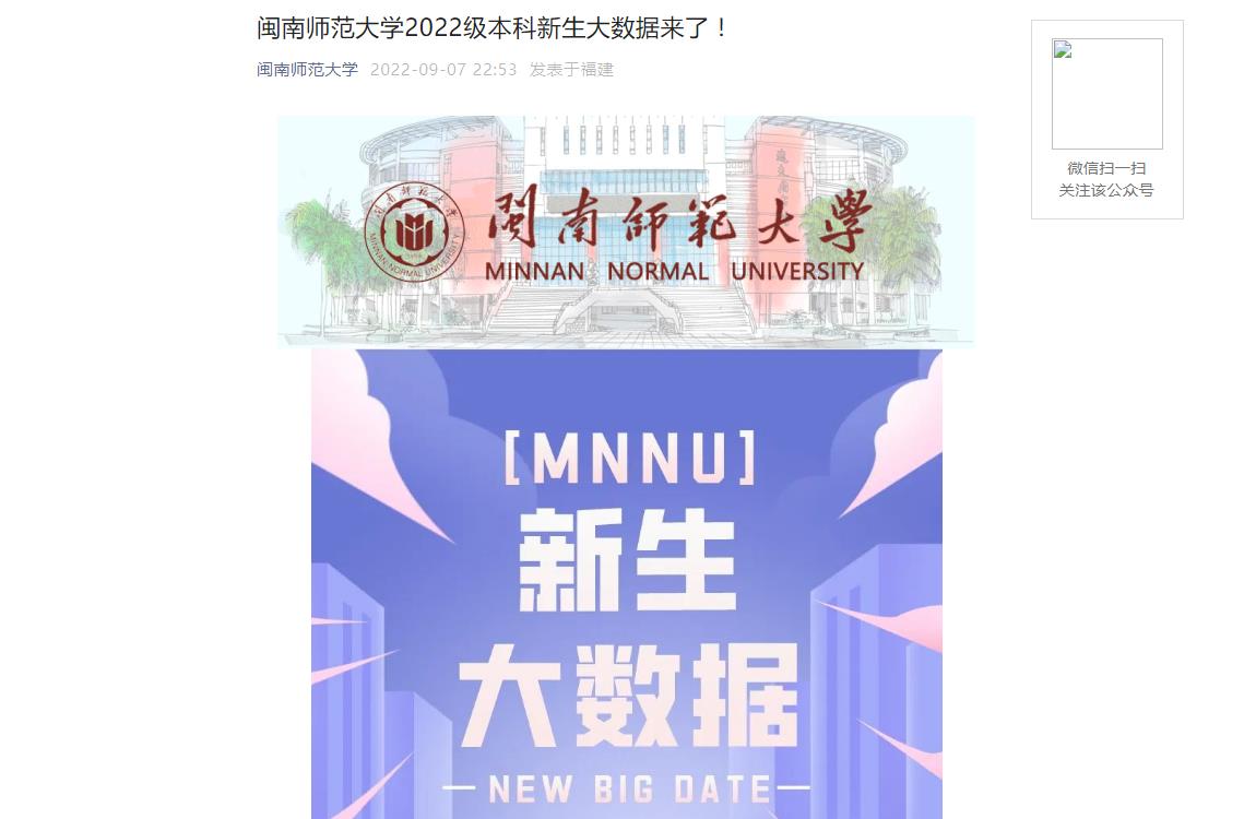 闽南师范大学2022级本科新生大数据来了！