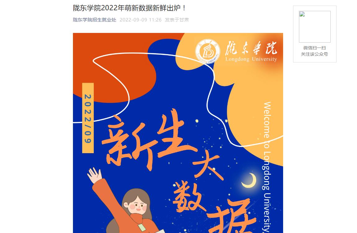 陇东学院2022年新生数据新鲜出炉！