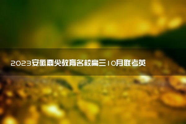 2023安徽鼎尖教育名校高三10月聯(lián)考英語答案及試卷解析匯總（持續(xù)更新）