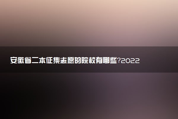 安徽省二本征集志愿的院校有哪些？2022年安徽本科二批征集志愿名单