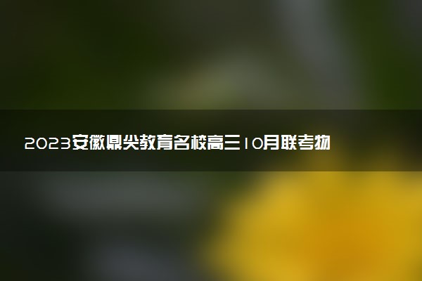 2023安徽鼎尖教育名校高三10月聯(lián)考物理答案及試卷解析匯總（已更新）