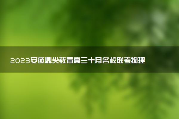 2023安徽鼎尖教育高三十月名校聯(lián)考物理試題試卷及參考答案匯總