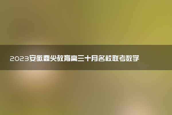2023安徽鼎尖教育高三十月名校聯(lián)考數(shù)學(xué)試題試卷及參考答案匯總