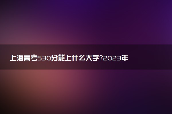 上海高考530分能上什么大學(xué)？2023年可以報考哪些學(xué)校？附排名