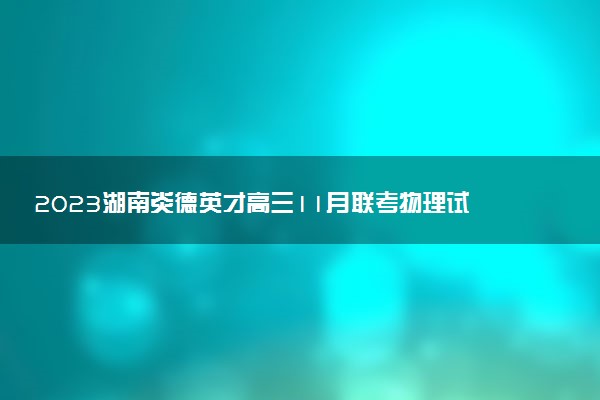 2023湖南炎德英才高三11月聯(lián)考物理試題及答案解析（已更新）