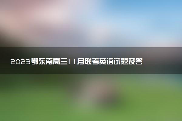 2023鄂東南高三11月聯(lián)考英語試題及答案解析（已更新）