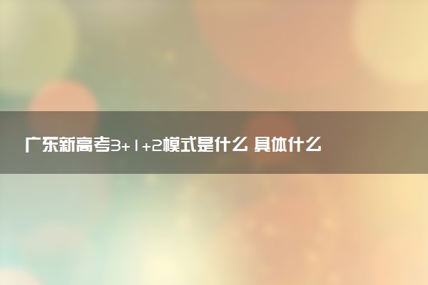 廣東新高考3+1+2模式是什么 具體什么意思